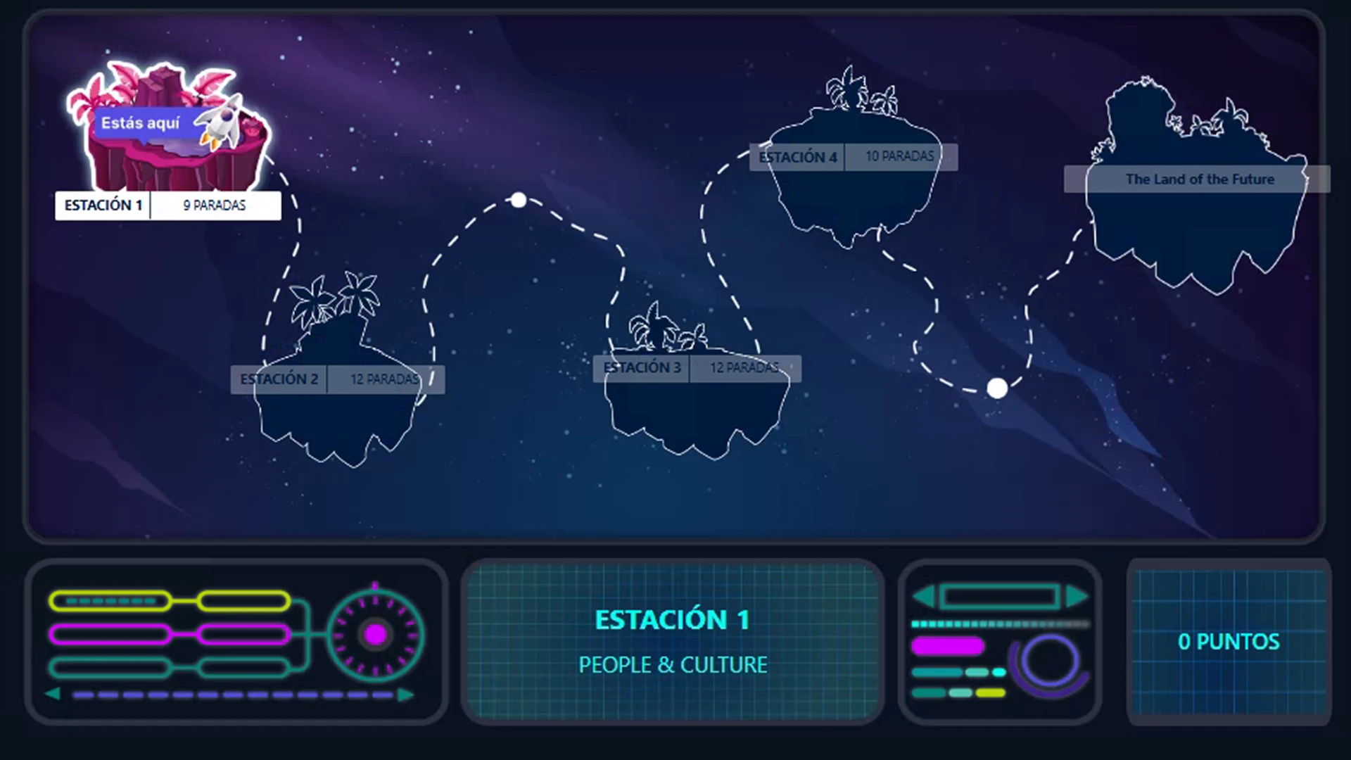 Pantalla del juego interno Hackathon de gamificación